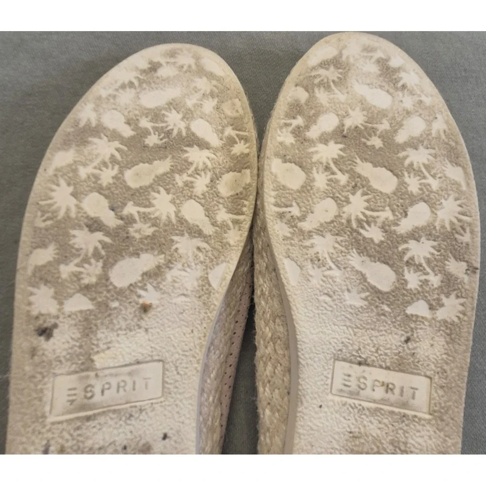 Esprit women's 8.5 perforated espadrille slip on flats blush pink rope detail
